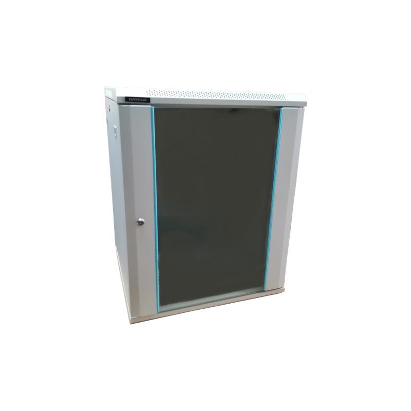 Rack 12U 600x600- montare pe perete- usa din sticla- panouri laterale detasabile si securizate- dezasamblat- culoare gri RAL 703