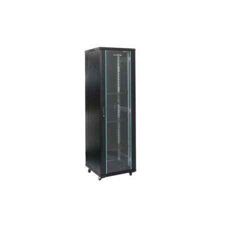 Rack 37U 600x600- montare pe podea- usa din sticla- panouri laterale detasabile si securizate- dezasamblat- culoare negru RAL 90