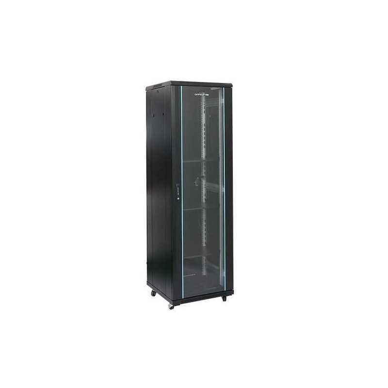 Rack 47U 800x800- montare pe podea- usa din sticla- panouri laterale detasabile si securizate - dezasamblat- culoare negru RAL 9
