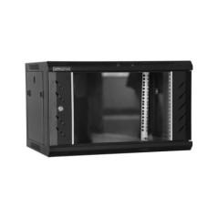 Rack 6U 600x600- montare pe perete- usa din sticla- panouri laterale detasabile si securizate- dezasamblat- culoare negru RAL 90