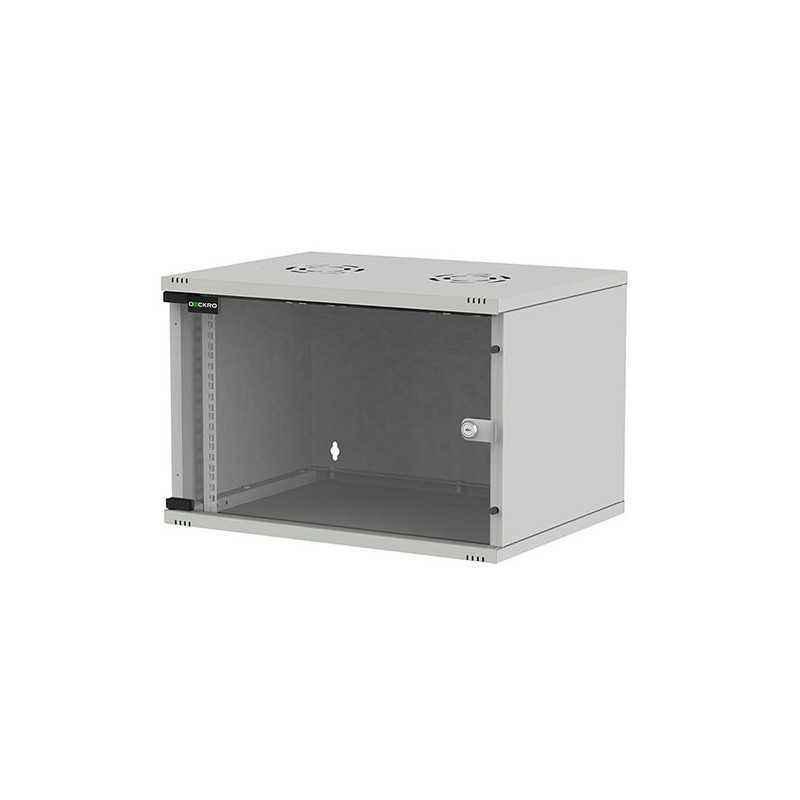 Rack 19 4U 540x400- de perete- dezasamblat- usa fata sticla- gri- capacitate 30kg- seria D-SOHO BASIC- DECKRO- DSOB544004UG1