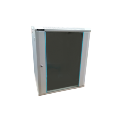 Rack 12U 600x450- dezasamblat- montare pe perete- usa din sticla- panouri laterale detasabile si securizate- culoare gri RAL 703