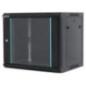 Rack 19 15U 600x450- de perete- usa din sticla- panouri detasabile si securizate- dezasamblat- capacitate 70kg- negru RAL9004- D