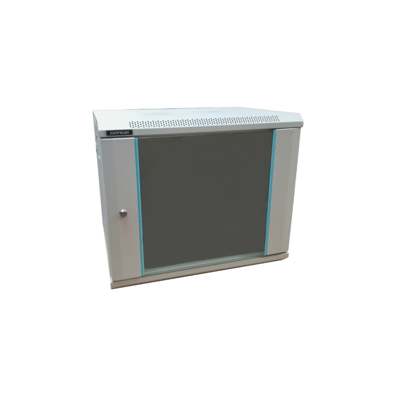 Rack 9U 600x450- montare pe perete- usa din sticla- panouri laterale detasabile si securizate- dezasamblat- culoare gri RAL 7035