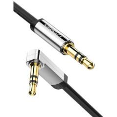 CABLU audio Ugreen- AV119 stereo3.5 mm jack T/T)- conectori auriti- design slim- unghi 90 grade la un capat- 1m- negru 10597timb