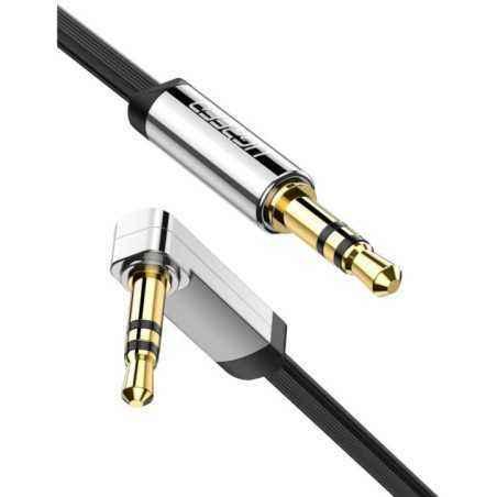 CABLU audio Ugreen- AV119 stereo3.5 mm jack T/T)- conectori auriti- design slim- unghi 90 grade la un capat- 1m- negru 10597timb