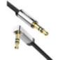 CABLU audio Ugreen- AV119 stereo3.5 mm jack T/T)- conectori auriti- design slim- unghi 90 grade la un capat- 1m- negru 10597timb