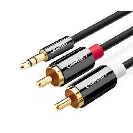 CABLU audio Ugreen- AV116 stereo 3.5 mm jackT) la 2 x RCAT)- 1m- conectori auriti- negru 10749timbru verde 0.18 lei) - 695730380