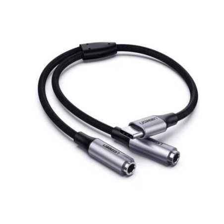 CABLU audio Ugreen- AV144 USB Type-CT) la 2 x 3.5 mm jackM)- 0.20 m- argintiu 30732timbru verde 0.18 lei) - 6957303837328