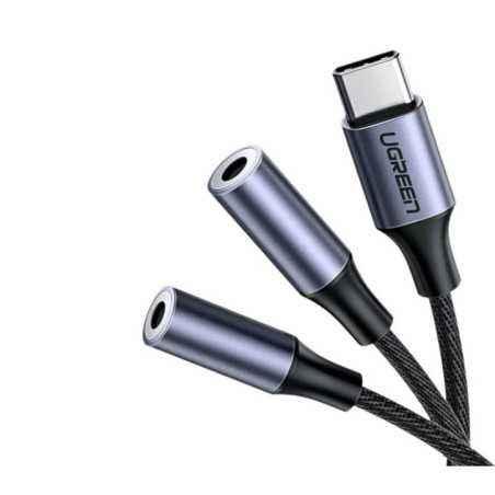 CABLU audio Ugreen- AV144 USB Type-CT) la 2 x 3.5 mm jackM)- 0.20 m- argintiu 30732timbru verde 0.18 lei) - 6957303837328