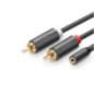 CABLU audio Ugreen- AV102 stereo 3.5 mm jackM) la 2 x RCAT)- 0.25m- conectori auriti- gri 10561timbru verde 0.18 lei) - 69573038