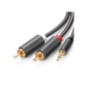 CABLU audio Ugreen- AV102 stereo 3.5 mm jackT) la 2 x RCAT)- 2m- conectori auriti- gri 10510timbru verde 0.18 lei) - 69573038151