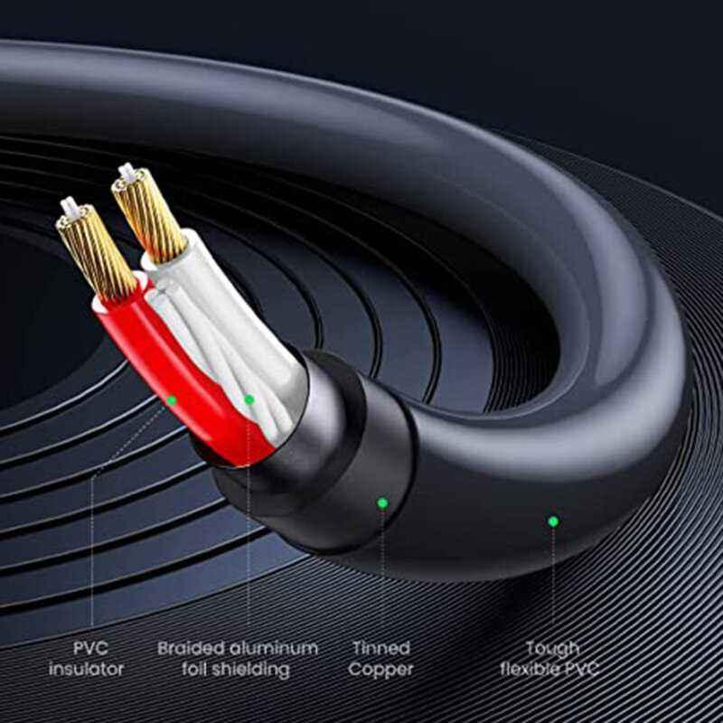 CABLU audio Ugreen- AV102 stereo 3.5 mm jackM) la 2 x RCAT)- 1m- conectori auriti- gri 10588timbru verde 0.18 lei) - 69573038158
