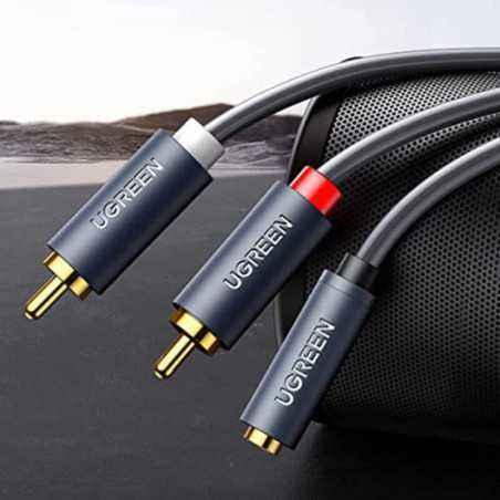 CABLU audio Ugreen- AV102 stereo 3.5 mm jackM) la 2 x RCAT)- 1m- conectori auriti- gri 10588timbru verde 0.18 lei) - 69573038158