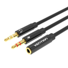 Cablu audio Vention- 2 x Jack 3.5mmT) la Jack 3.5mmM)- 0.3m- conectori auriti- braided TPE- negru- BBTBYtimbru verde 0.03 lei) -