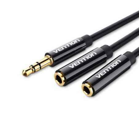 Cablu audio Vention- Jack 3.5mmT) la 2 x Jack 3.5mmM)- 0.3m- conectori auriti- TPE- negru- BBSBYtimbru verde 0.03 lei) - 6922794