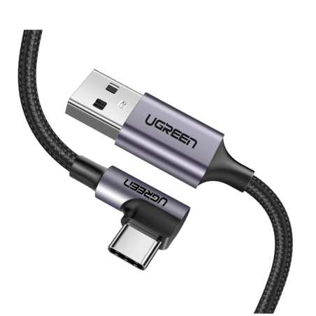 CABLU alimentare si date Ugreen- US284- Fast Charging Data Cable pt. smartphone- USB la USB Type-C 3A Angled 90°- braided- 3m-