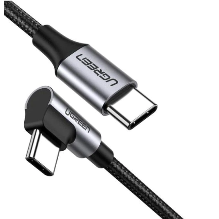 CABLU alimentare si date Ugreen- US255- Fast Charging Data Cable pt. smartphone- USB Type-C la USB Type-C 60W/3A Angled 90°- br