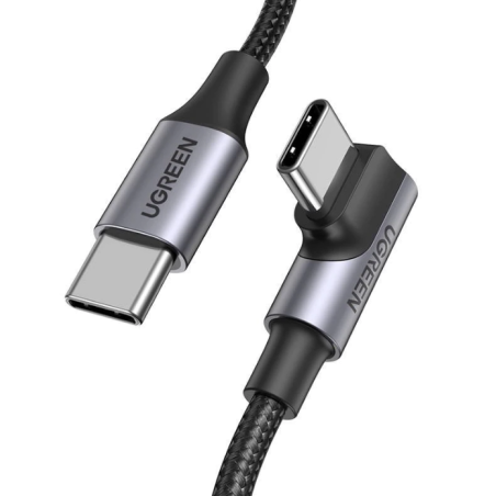 CABLU alimentare si date Ugreen- US334- Fast Charging Data Cable pt. smartphone- USB Type-C la USB Type-C 100W/5A Angled 90°- b