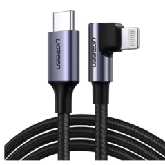 CABLU alimentare si date Ugreen- US305- Fast Charging Data Cable pt. smartphone- USB Type-C la Lightning Iphone- 3A- Angled 90°
