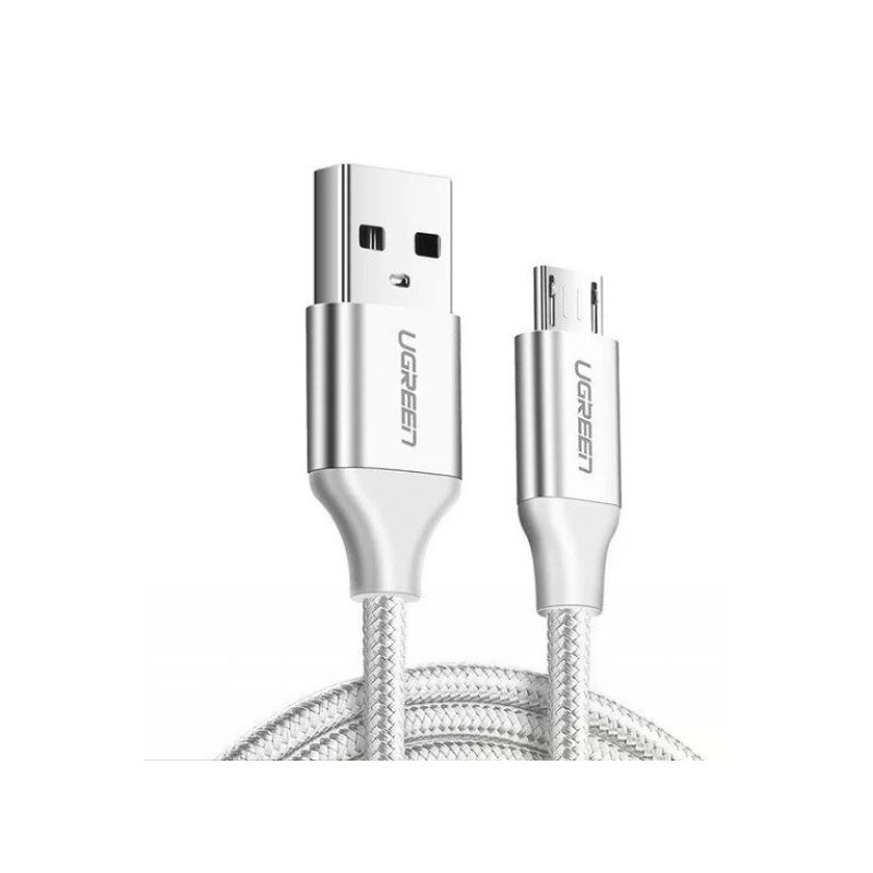 CABLU alimentare si date Ugreen- US290- Fast Charging Data Cable pt. smartphone- USB la Micro-USB- braided- 1m- alb 60151timbru