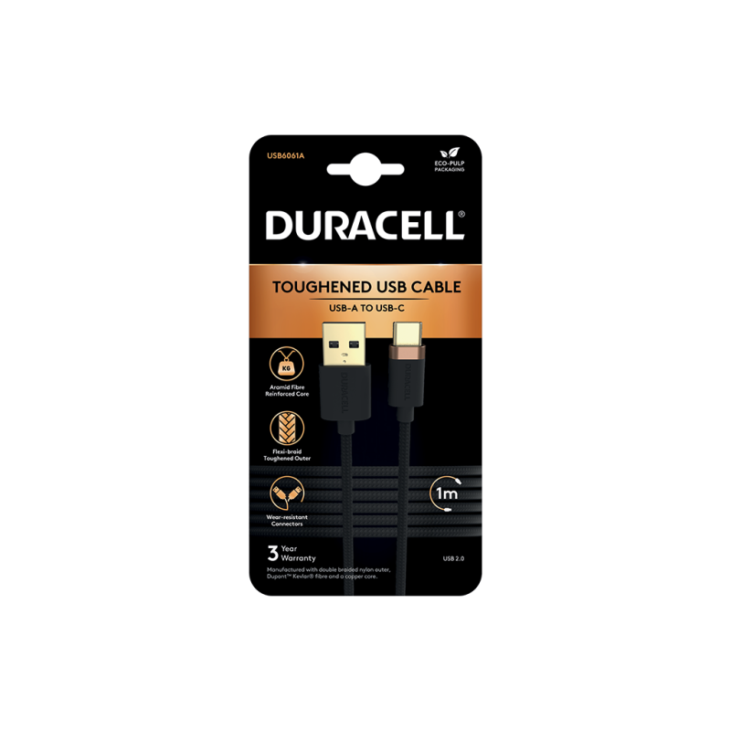 Cablu Duracell USB-A to USB-C 1m Black USB6061Atimbru verde 0.08 lei)
