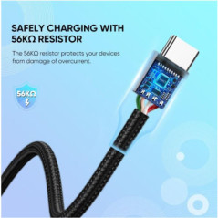 CABLU alimentare si date Ugreen- US288- Fast Charging Data Cable pt. smartphone- USB la USB Type-C- 5V/3A- nickel plating- braid