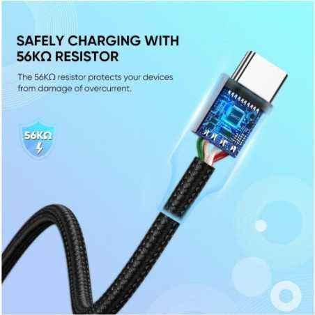 CABLU alimentare si date Ugreen- US288- Fast Charging Data Cable pt. smartphone- USB la USB Type-C- 5V/3A- nickel plating- braid