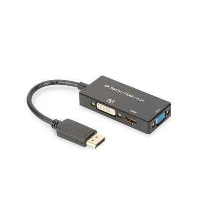 DIGITUS DisplayPort converter cable DP - HDMIDVIVGA M-F/F/F 0 2m 3 in 1 Multi-Media cable CE bl gold AK-340418-002-Stimbru verde