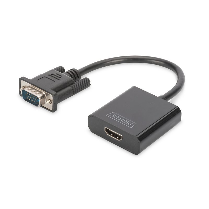 DIGITUS VGA to HDMI Converter Audio 3.5mm Full HD 1080p cable type 15cm black DA-70473timbru verde 0.8 lei)
