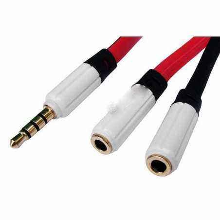 Cablu audio jack tata 3.5mm stereo - 2 x jack mama 3.5mm stereo