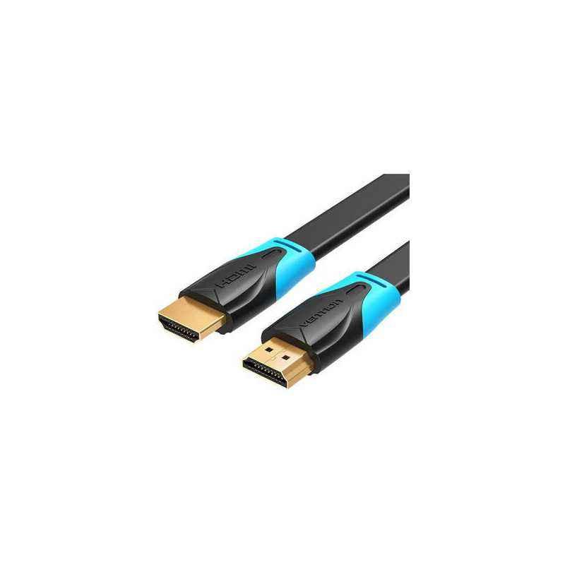 Cablu video Vention- HDMI(T) la HDMI(T)- 2m- rezolutie maxima 4K la 60Hz- conectori auriti- cupru- plat- invelis PVC- negru- VAA