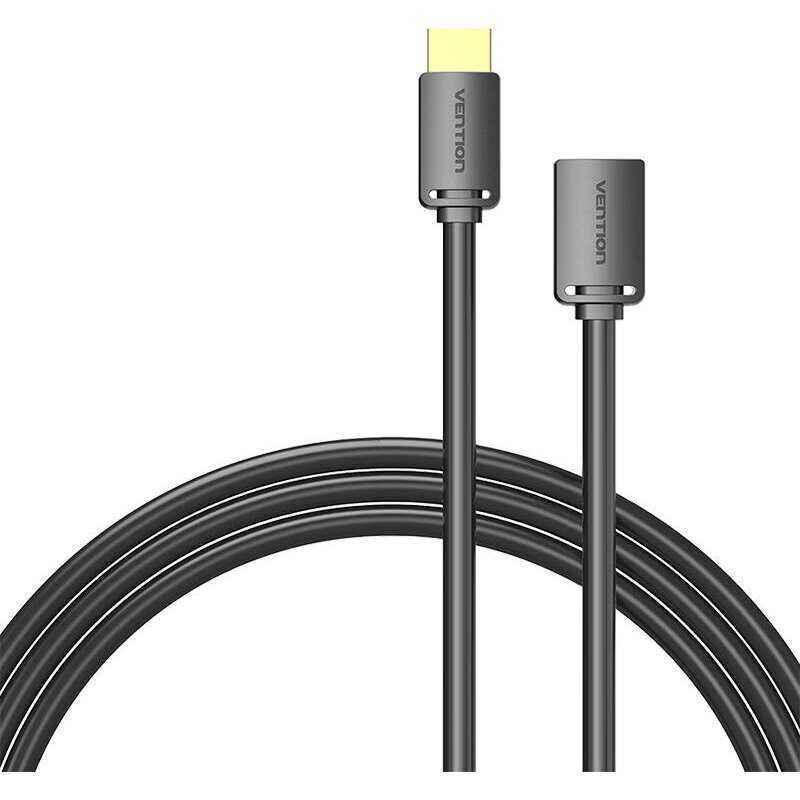 Cablu video Vention- HDMI(T) la HDMI(M)- 3m- rezolutie maxima 4K la 60Hz- conectori auriti- cupru- invelis PVC- negru- AHCBItimb