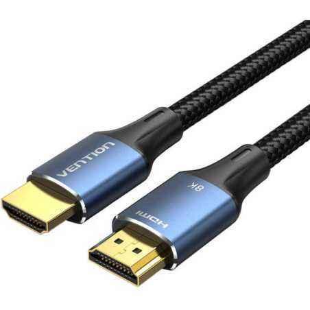 Cablu video Vention- HDMI(T) la HDMI(T)- 2m- rezolutie maxima 8K la 60Hz/4K la 120Hz- conectori auriti- cupru/argint- bumbac bra