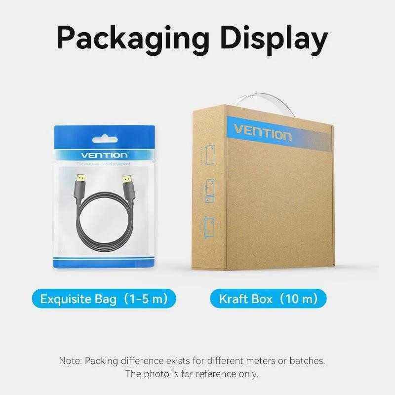 Cablu video Vention- DisplayPort(T) la DisplayPort(T)- 2m- rezolutie maxima 4K la 60Hz- conectori auriti- cupru/argint- invelis