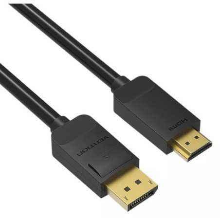 Cablu video Vention- DisplayPort(T) la HDMI(T)- 2m- rezolutie maxima 1080p la 60 Hz- conectori auriti- cupru- invelis PVC- negru
