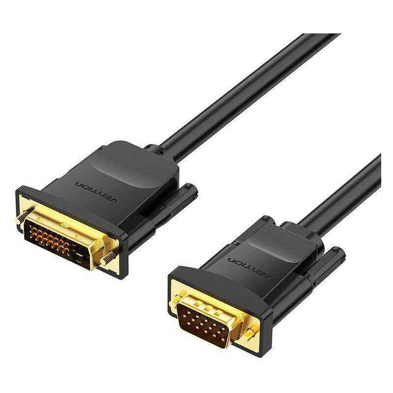 Cablu video Vention- DVI-D(T) la VGA(T)- 1m- rezolutie maxima 1080p la 60 Hz- conectori auriti- cupru- invelis PVC- negru- EABBF