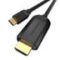 Cablu video Vention- USB Type-C(T) la HDMI(T)- 2m- rezolutie maxima 4K la 30Hz- conectori auriti- cupru- invelis PVC- negru- CGU