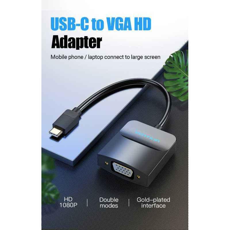 Convertor video Vention- USB Type-C(T) la VGAM)- 0.15m- rezolutie maxima 1080p la 60 Hz- conectori auriti- cupru- invelis PVC- n