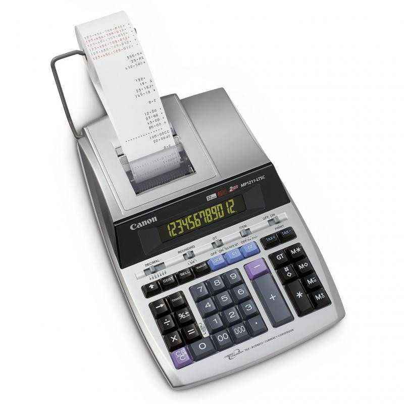 Calculator de birou CANON- MP-1211LTSC- ecran 12 digiti- alimentare baterie- display LCD- functie business- tax si conversie mon