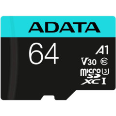 CARD MicroSD ADATA- 64 GB- microSDHC- clasa 10- standard UHS-I U3- AUSDX64GUI3V30SA2timbru verde 0.03 lei)