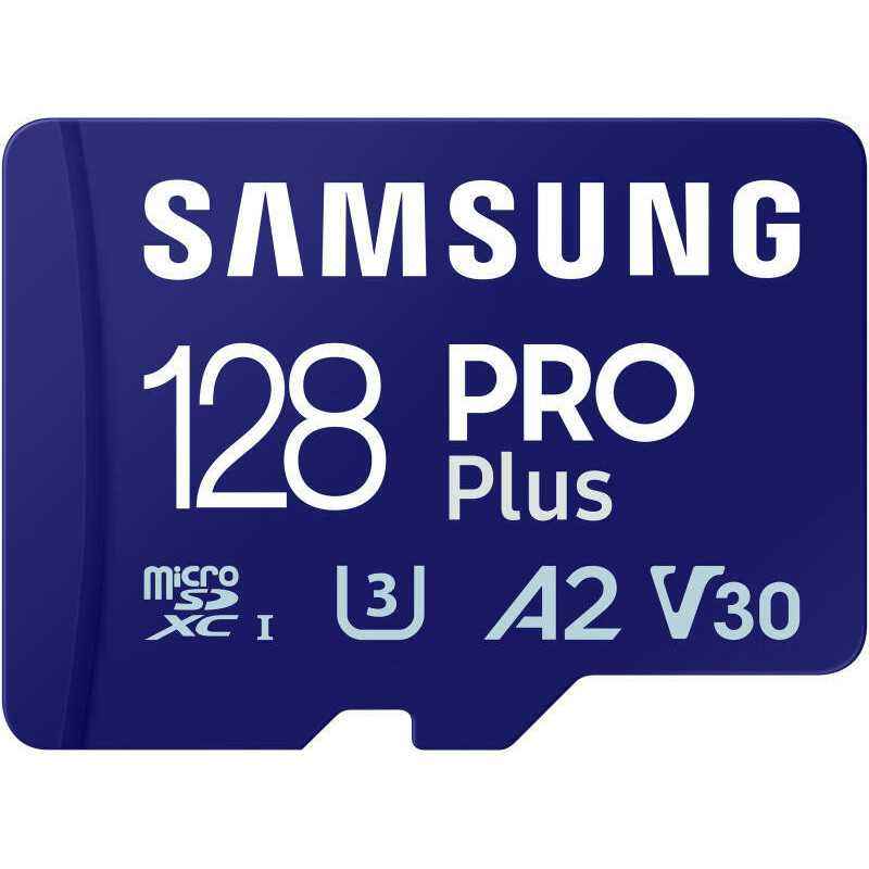 SAMSUNG PRO Plus 128GB microSD UHS-I U3 Full HD 4K UHD 180MB/s Read 130MB/s Write Memory Card Incl. SD-Adapter 2023 MB-MD128SA/E