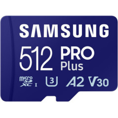 SAMSUNG PRO Plus 512GB microSD UHS-I U3 Full HD 4K UHD 180MB/s Read 130MB/s Write Memory Card Incl. SD-Adapter 2023 MB-MD512SA/E