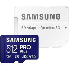 SAMSUNG PRO Plus 512GB microSD UHS-I U3 Full HD 4K UHD 180MB/s Read 130MB/s Write Memory Card Incl. SD-Adapter 2023 MB-MD512SA/E