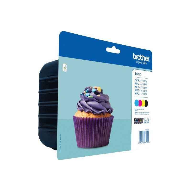 Combo-Pack Original Brother CMYK- LC123VALBP- pentru DCP-J4110- MFC-J4410-J4510-J4610-J4710-J6520-J6920- 4x600-timbru verde 0.6