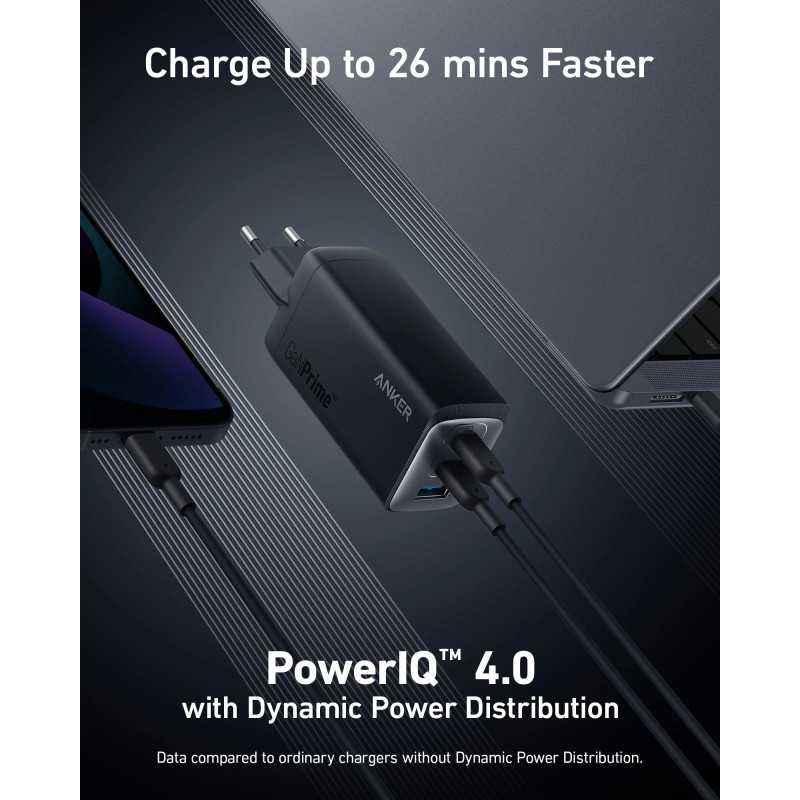 INCARCATOR retea Anker 735 GaNPrime III 65W- PD 3.0- QC 3.0- 2 x USB Type-C- 1 x USB- negru- A2668311timbru verde 0.18 lei) - 0