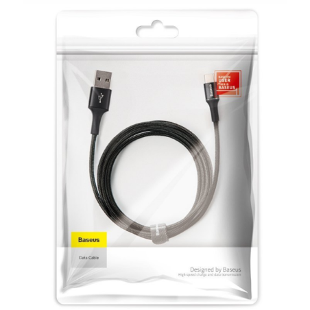 CABLU alimentare si date Baseus Halo- Fast Charging Data Cable pt. smartphone- USB la USB Type-C 3A- brodat- LED- 1m- negru CATG