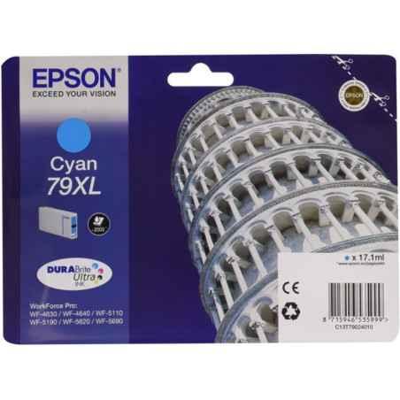 Cartus Cerneala Original Epson Cyan- T790240- pentru Workforce Pro WP-5110-51490-5620-5690- -timbru verde 0.15 lei)- C13T7902401