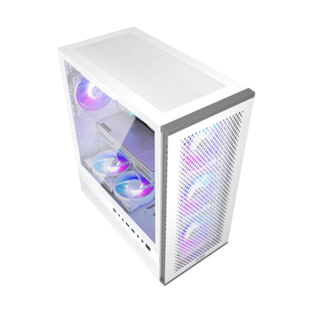 CARCASA PCCOOLER- Tower- ATX- fara sursa- sticla securizata- 3 ventilatoare incluse- iluminare ARGB- alb- USB 3.2 gen 1 x 1- USB