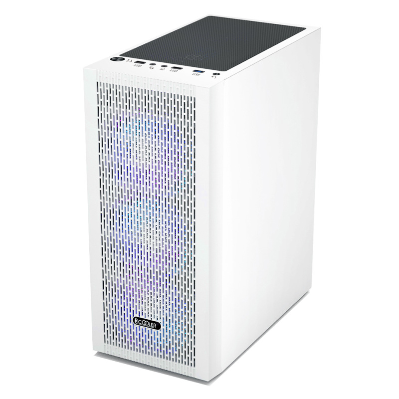 CARCASA PCCOOLER- Middle Tower- ATX- fara sursa- sticla securizata- 3 ventilatoare incluse- iluminare ARGB- alb- USB 3.2 gen 1 x